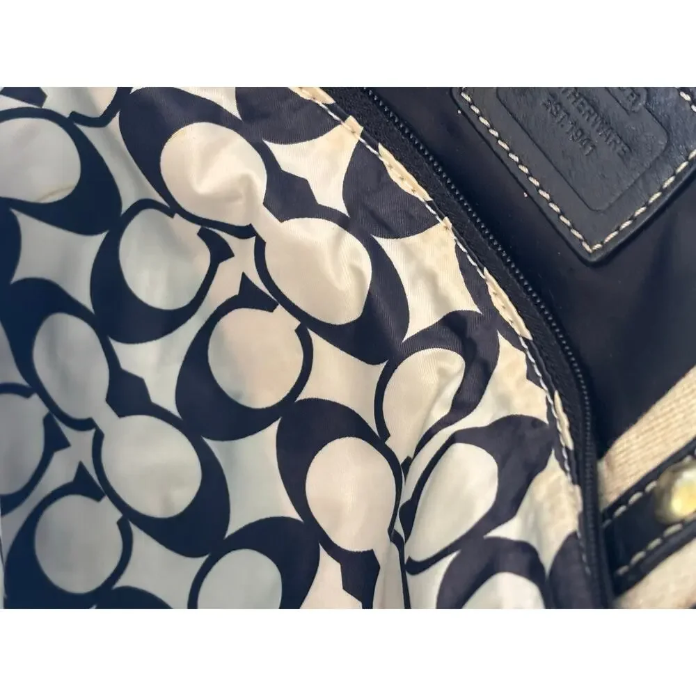 Coach Legacy Weekend Tote 19811 Black Nylon Leather Large Carryall Bag